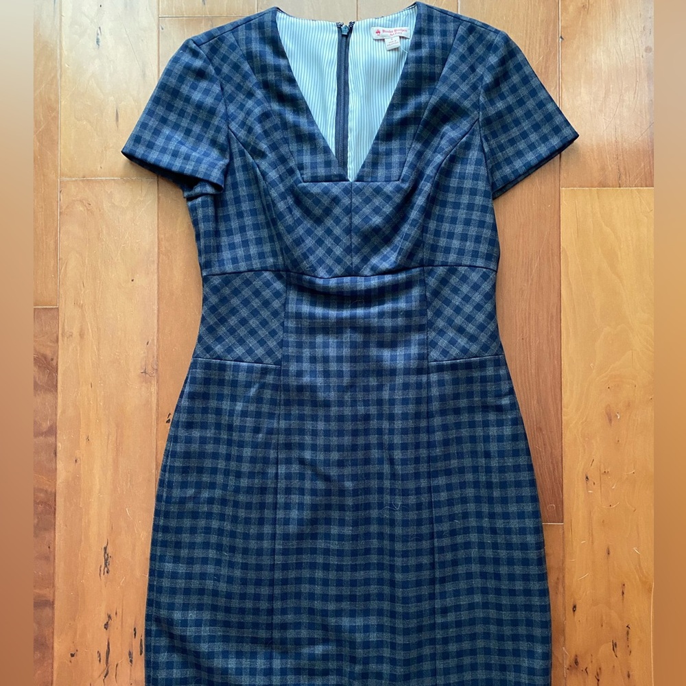 Brooks Brothers Blue Sheath Dress with Cowl Neck for Work